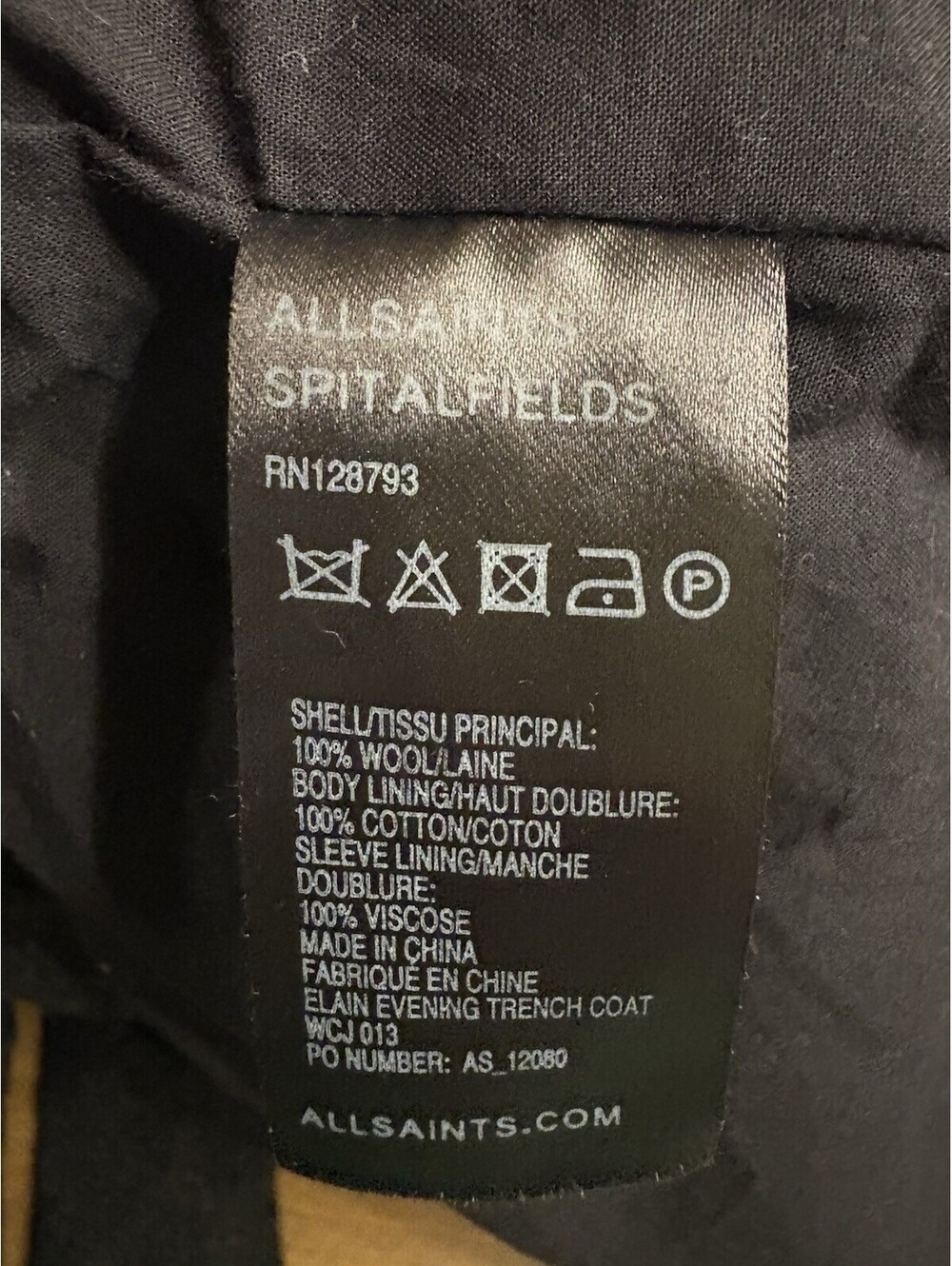 ALLSAINTS Spitalfields Charcoal Gray Double Breasted Wool Trench Coat Size 12 - Picture 6 of 6